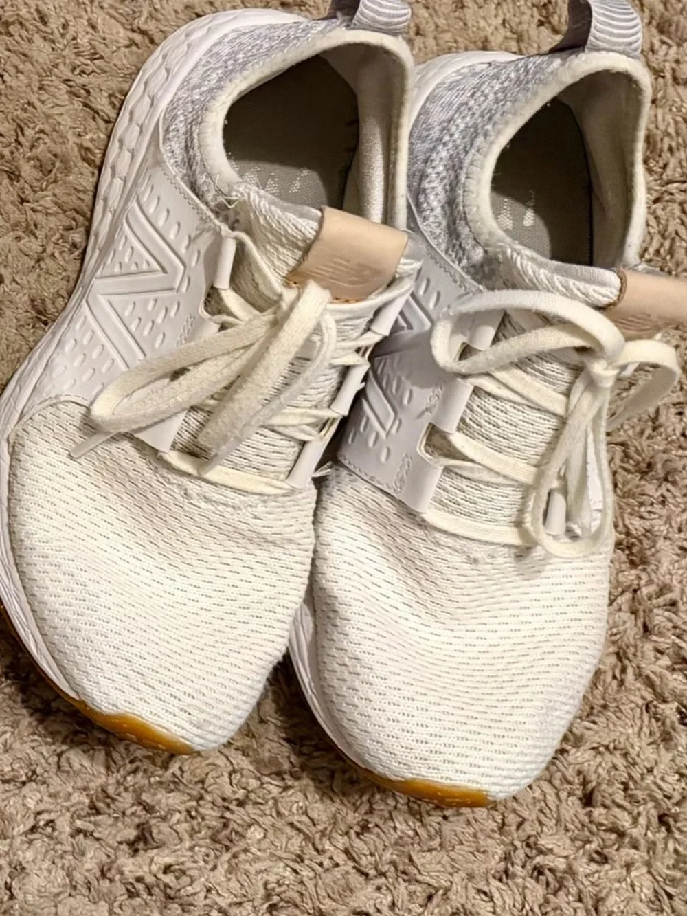 New Balance Women's White Knit Athletic Sneakers